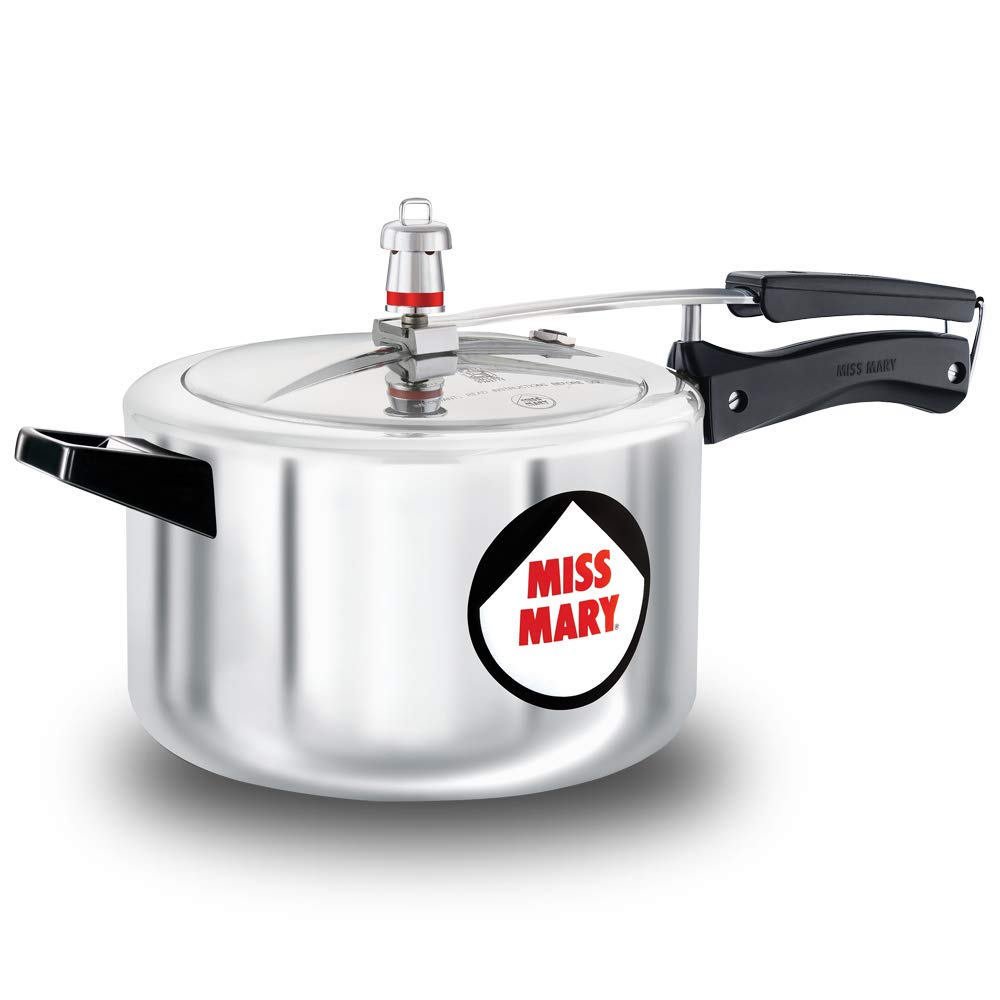 Hawkins Aluminium 4.5 Litre Miss Mary Pressure Cooker, Inner Lid Cooker, Silver (Mm45), 4.5 Liter