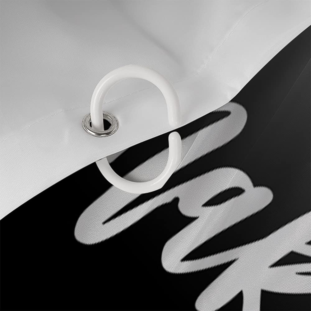 Eleroye Shower Curtain Funny Cute Get Naked White Words Black Background Simple Design Machine Washable Fabric Bathroom Decor Se