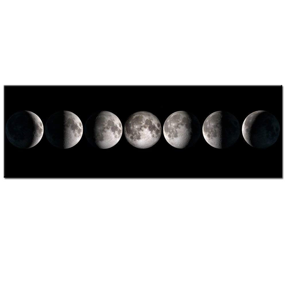 Sechars - Modern Giclee Canvas Prints Stretched Artwork Phases Of Moon Black And White Pictures To Photo Paintings On Canvas Wal