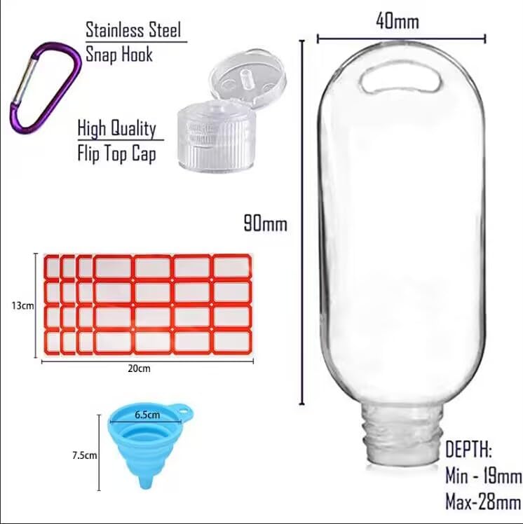 Hattie 50Pack Travel Plastic Clear Keychain Bottles 50Ml/2Oz Portable Leakproof Squeeze Small Bottles With Flip Cap Refillable E
