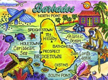 Barbados Map Caribbean Fridge Collectors Souvenir Magnet 2.5 X 3.5