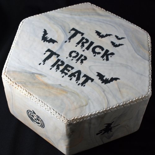 Designer Stencils Halloween Trick Or Treat Cake Stencil, Beige/Semi-Transparent