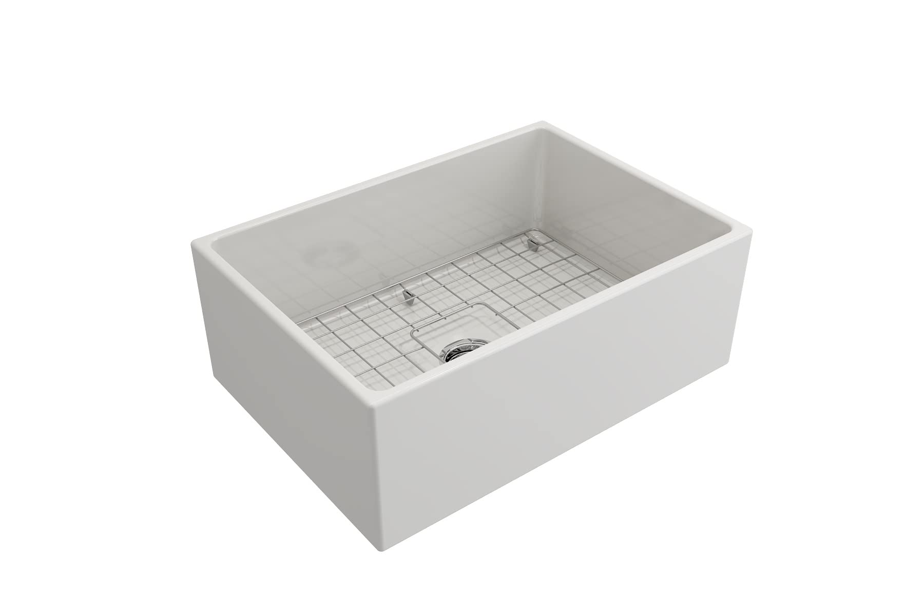Bocchi Contempo Apron Front Fireclay 27 In. Single Bowl Kitchen Sink In White With Chrome Faucet