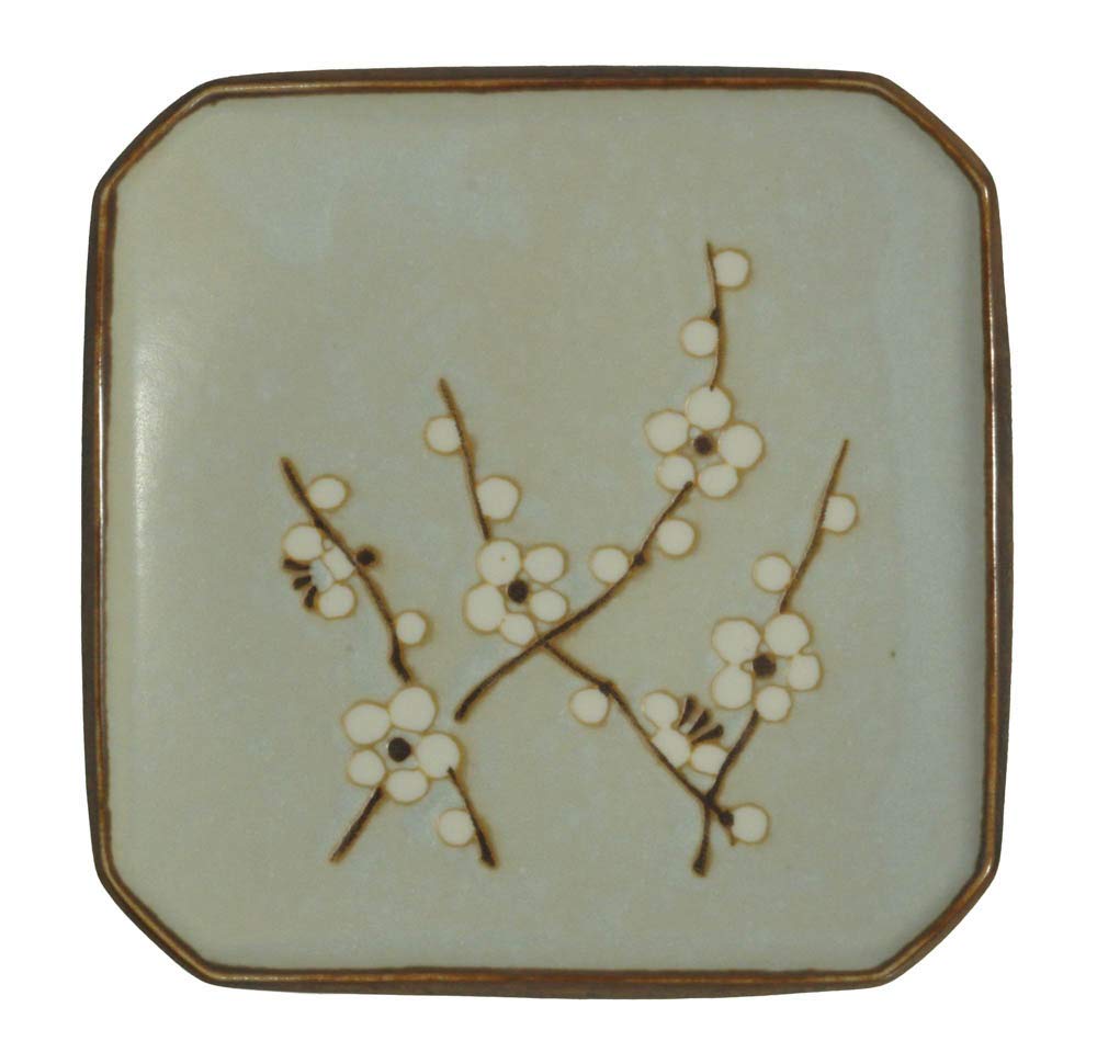 M.V. Trading Mjsp253S4V Japanese Cherry Blossom Square Bread/Butter/Salads Plates Set, Sold As 4 Plates, 5-1/4 (L) X 5-1/4 (W) X