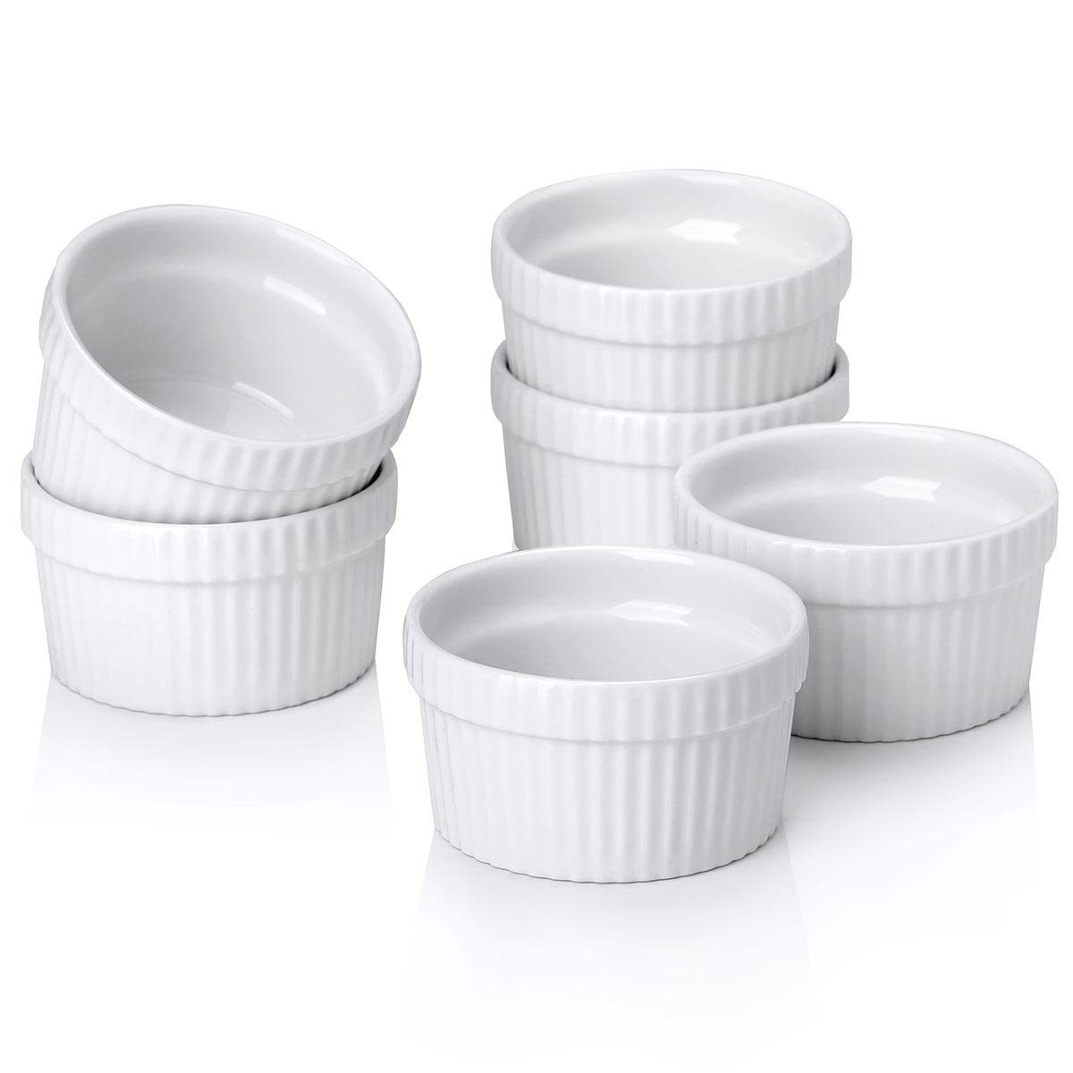 Mini Ramekins 1.5 oz, Vidalenta Dipping Sauce Cups, Tiny Ramekins Dip Bowl Porcelain Souffle Dish Set of 6, Small Ramekins Desse