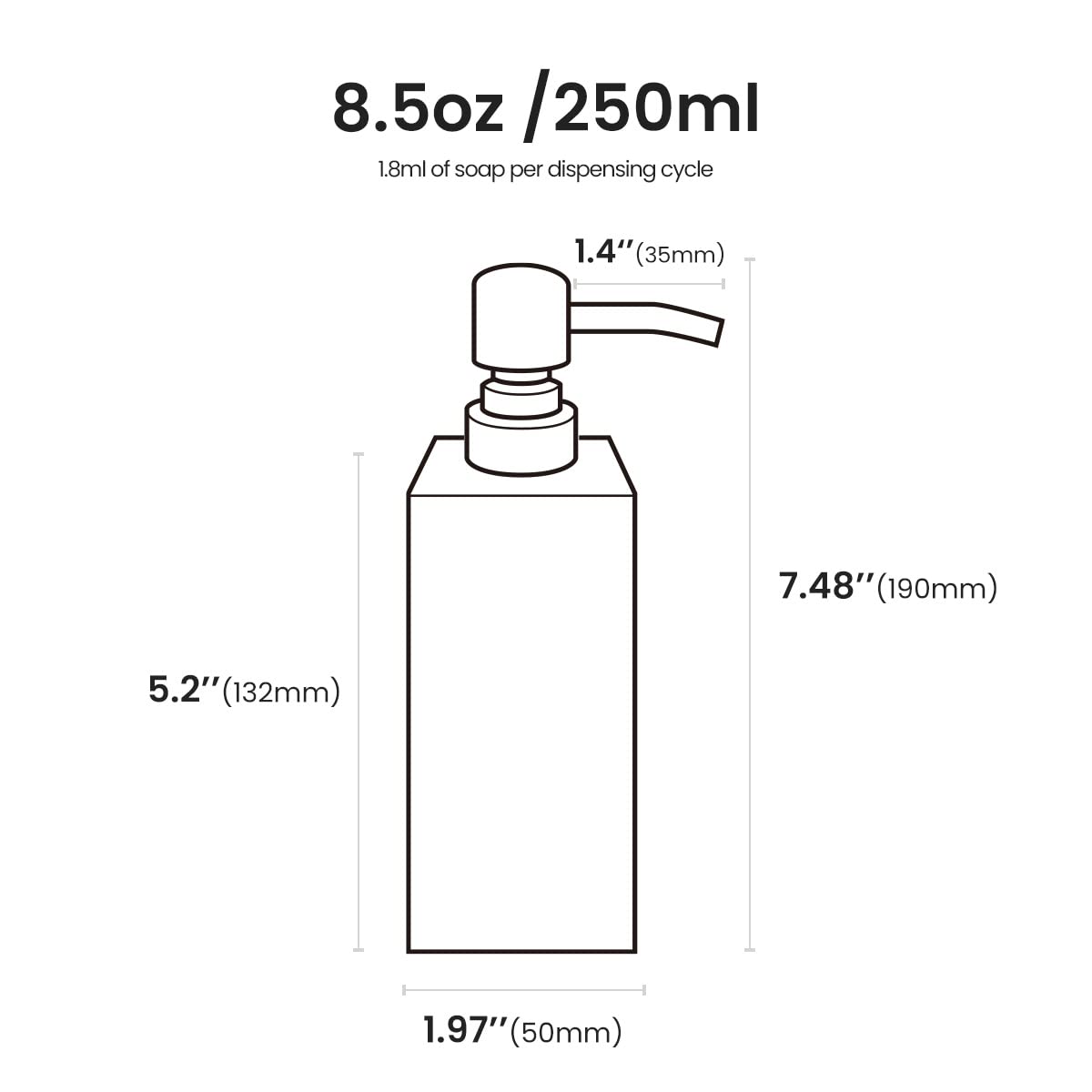 Zegeon Black Soap Dispenser Bathroom, Hand Soap Dispenser With Rust Proof Black Pump, 304 Stainless Steel Liquid Soap Dispenser,