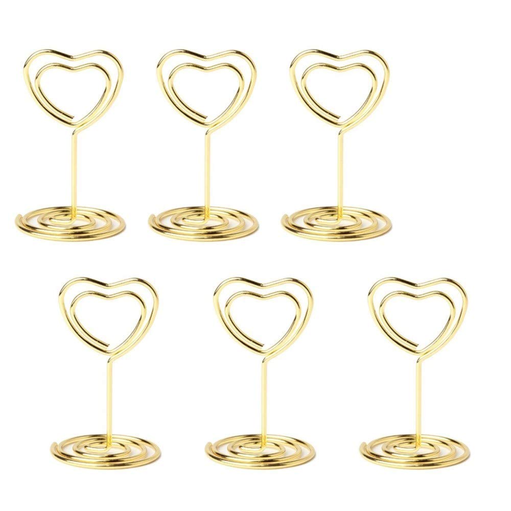 Jofefe 20Pcs Mini Place Card Holder, Table Number Holders, Table Card Holders, Table Number Stands, Heart Shaped Table Sign Pict