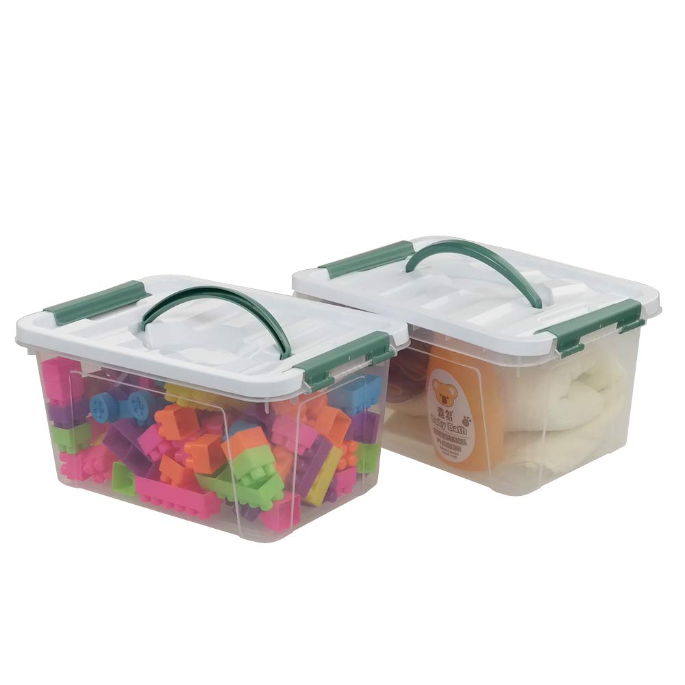Pekky 6 Quart Storage Container Box With Handle And Latching Fresh Design, Small Toy Organizer Bin, 2-Packs