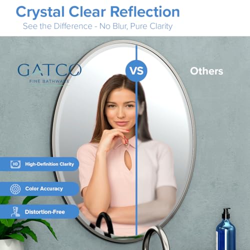 Gatco 1821 Flush Mount Framed Oval Mirror Chrome  33 H x 25 W
