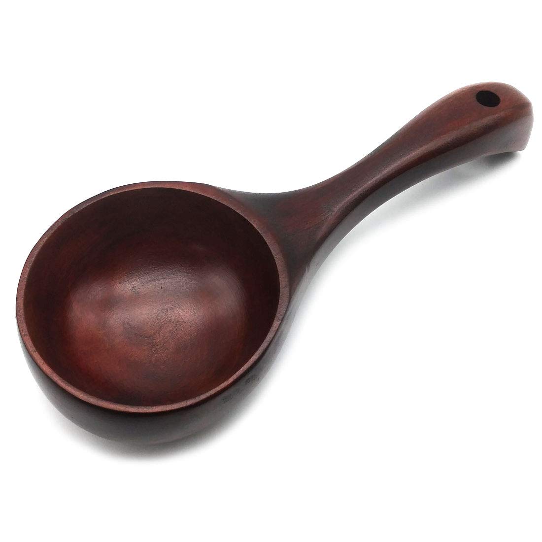 8 Inch Multipurpose Wooden Scoop Spoon Ladle With Short Handle Dark Brown Wood