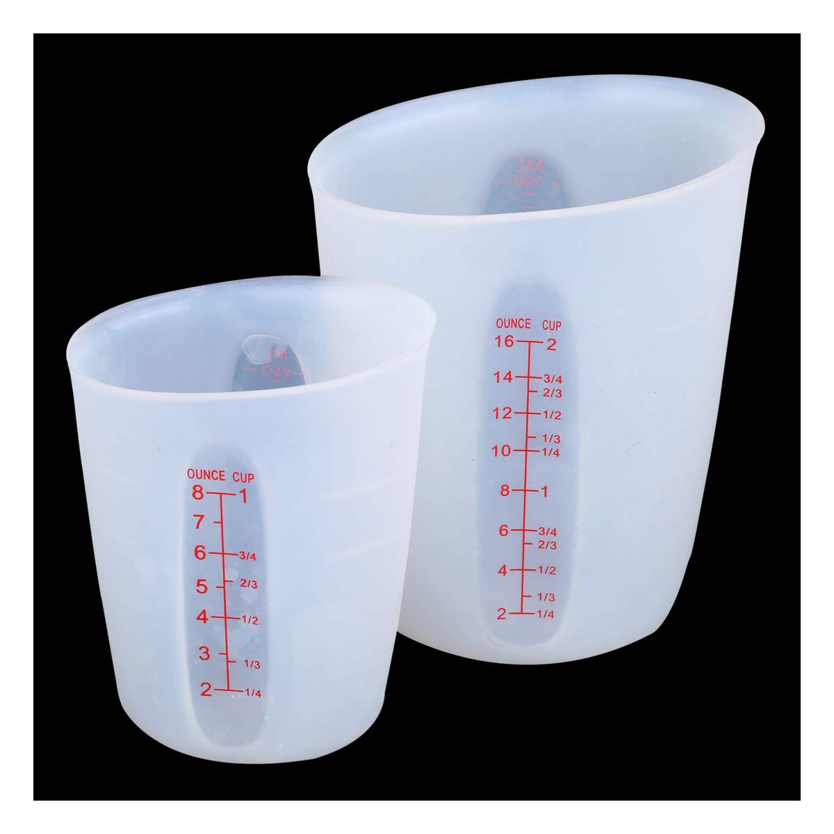 Szxc Silicone Flexible Measuring Cups Set For Epoxy Resin, Butter, Chocolate & More - 2 Cup + 1 Cup - Melt Stir Squeeze & Pour -