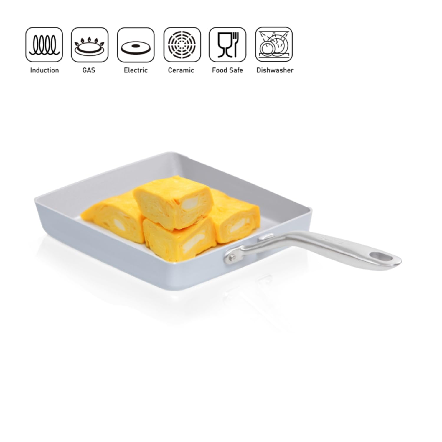 Techef - Ceraterra Ceramic Nonstick Tamagoyaki Japanese Omelette Pan/Egg Pan Skillet, (Ptfe, Pfas, And Pfoa Free), Induction-Rea