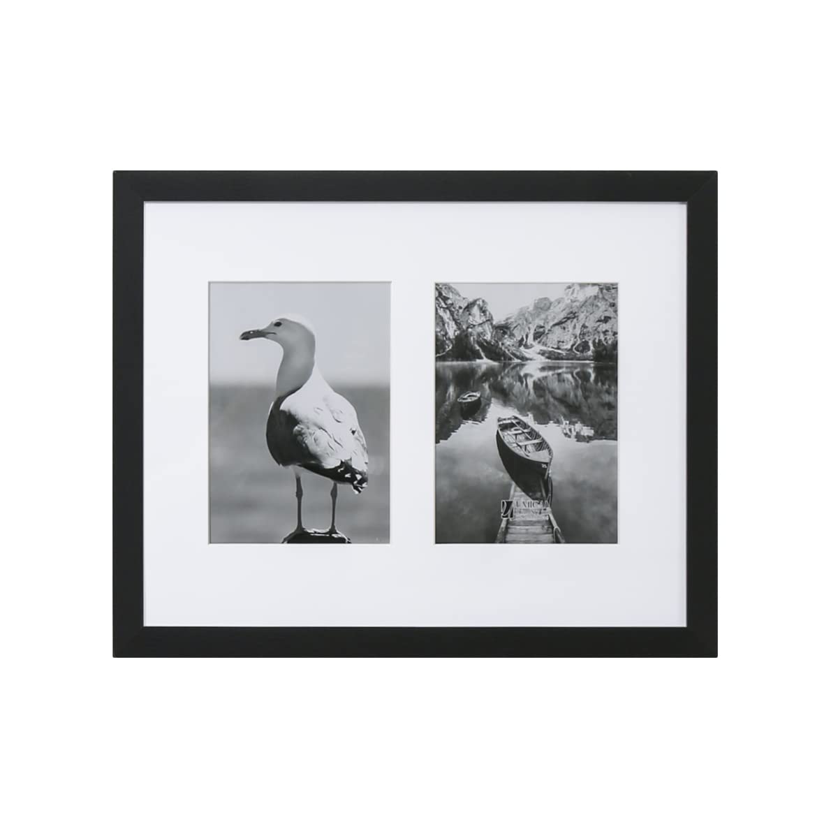 UMICAL 11x14 Picture Frame Black Wood Collage Photo Frames with HD Plexiglass and White Mat displays (2) 5x7 Pictures for Table 