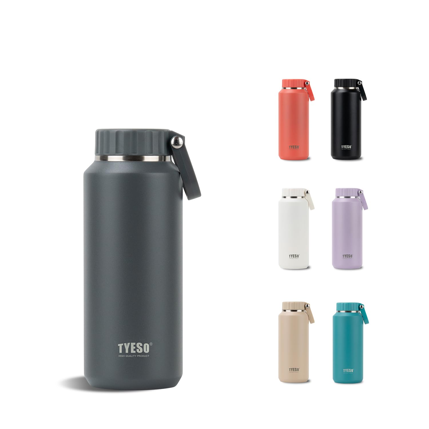 TYESO Insulated Stainless Steel Water Bottle, Double Wall Vacuum Thermos, Non Spill & Leakproof Metal Drink Bottle, Keep Cold 24
