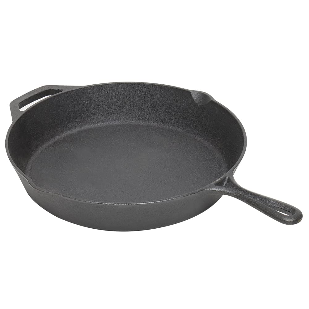 Home Basics 12'' Cast Iron Skillet (Black) Frying Pan For Pancakes, Meat, And Fish | Large Skillet For Stovetop And Campfire | N