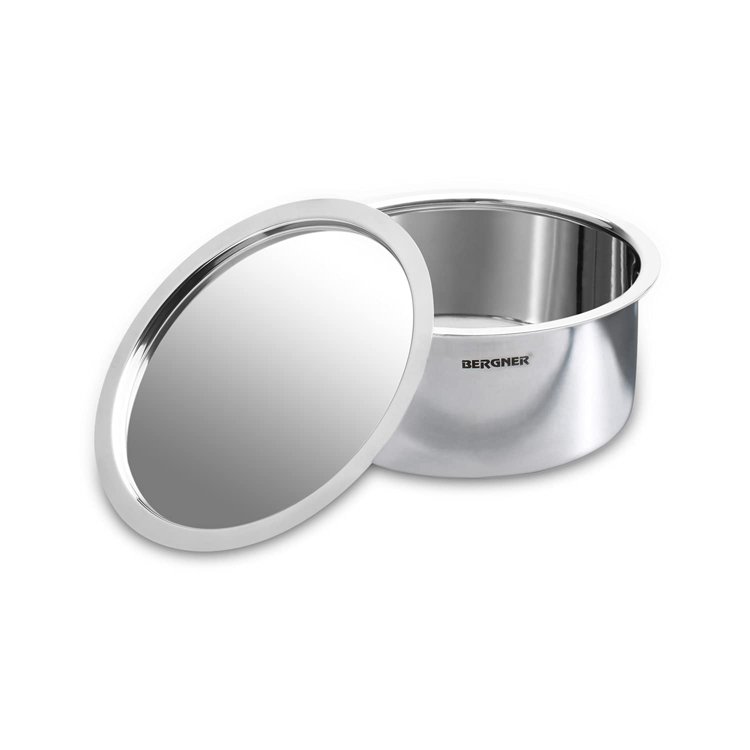 Bergner Argent Triply Stainless Steel Tope With Stainless Steel Lid, 28 Cm, 8.6 Litres, Induction Base, Silver