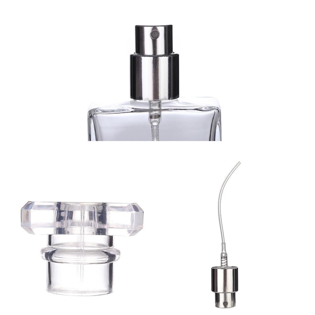 6 Pack 30Ml / 1 Oz Transparent Refillable Perfume Bottle, Portable Square Empty Glass Perfume Atomizer Bottle Spray Applicator W