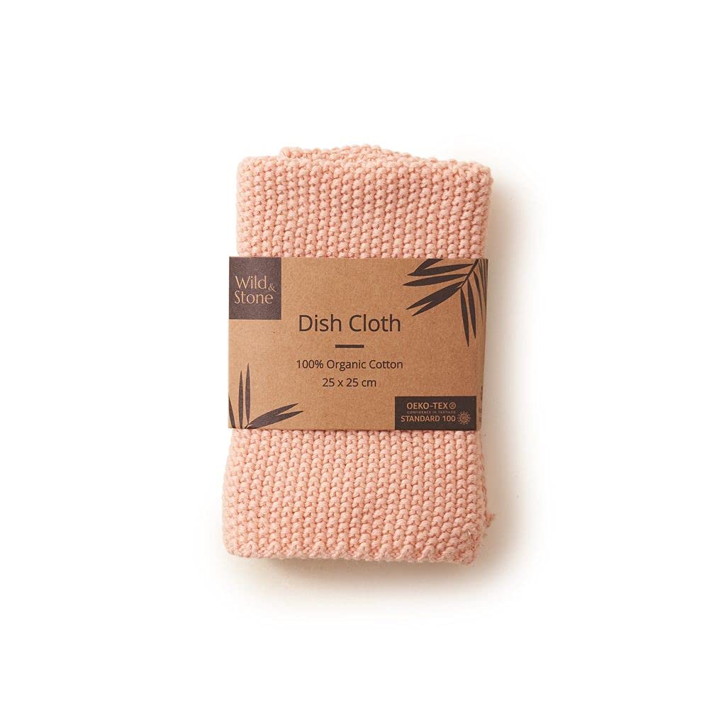 Wild & Stone | Organic Cotton Dish Cloth | Eco-Friendly Kitchen Cloth | Biodegradable & Compostable Cleaning Cloth | Rose