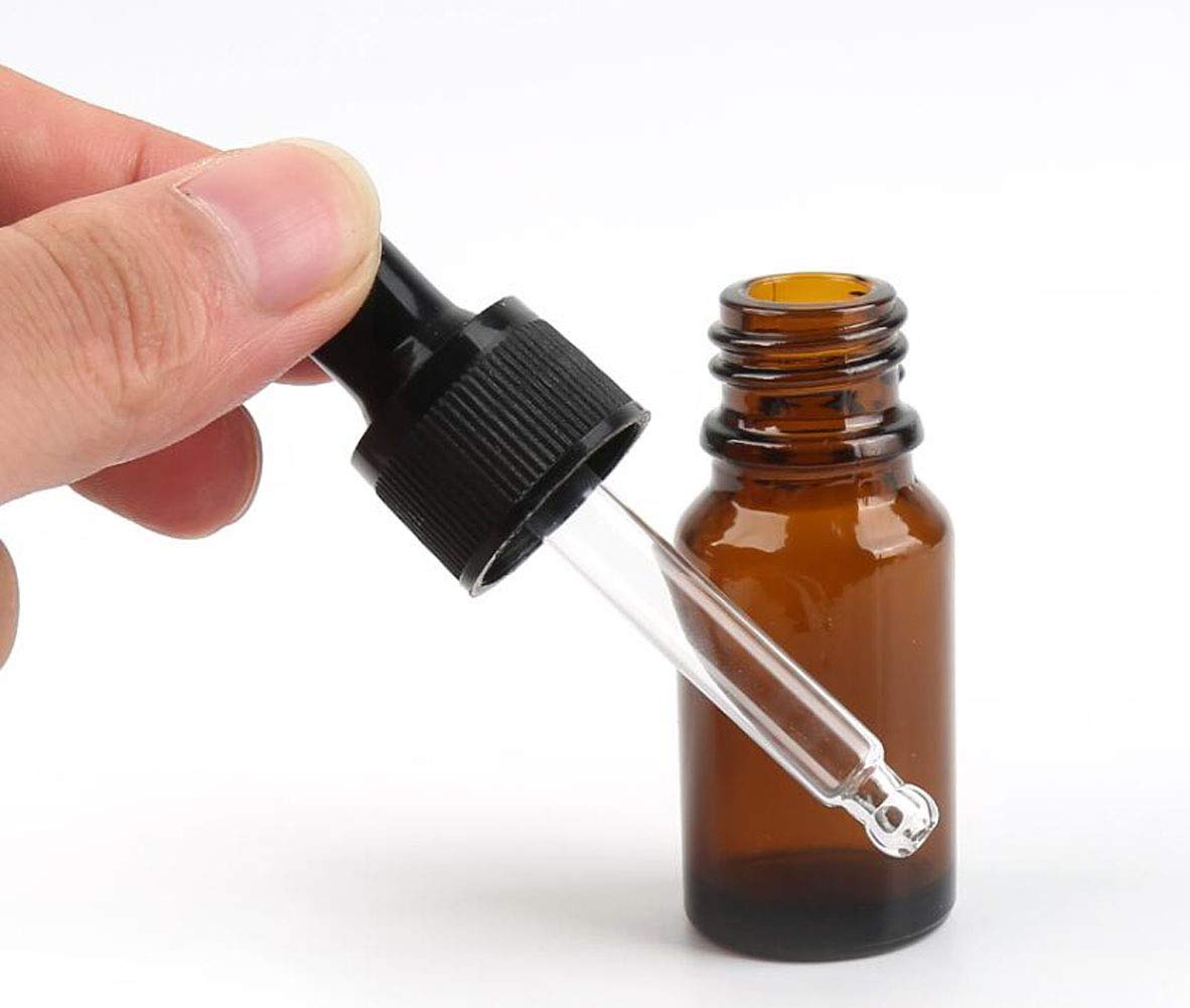 12 Pcs Empty Refillable 5Ml Amber Glass Droppers Essential Oil Bottles Aromatherapy Cosmetics Elite Fluid Container Jar Pot Hold