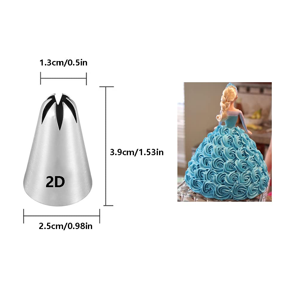 Large Piping Tips Set,Icing Tips With 1M Open Star Decorating Tip,2D Drop Flower Frosting Tip,1A Round Pastry Tip And 895 Basket