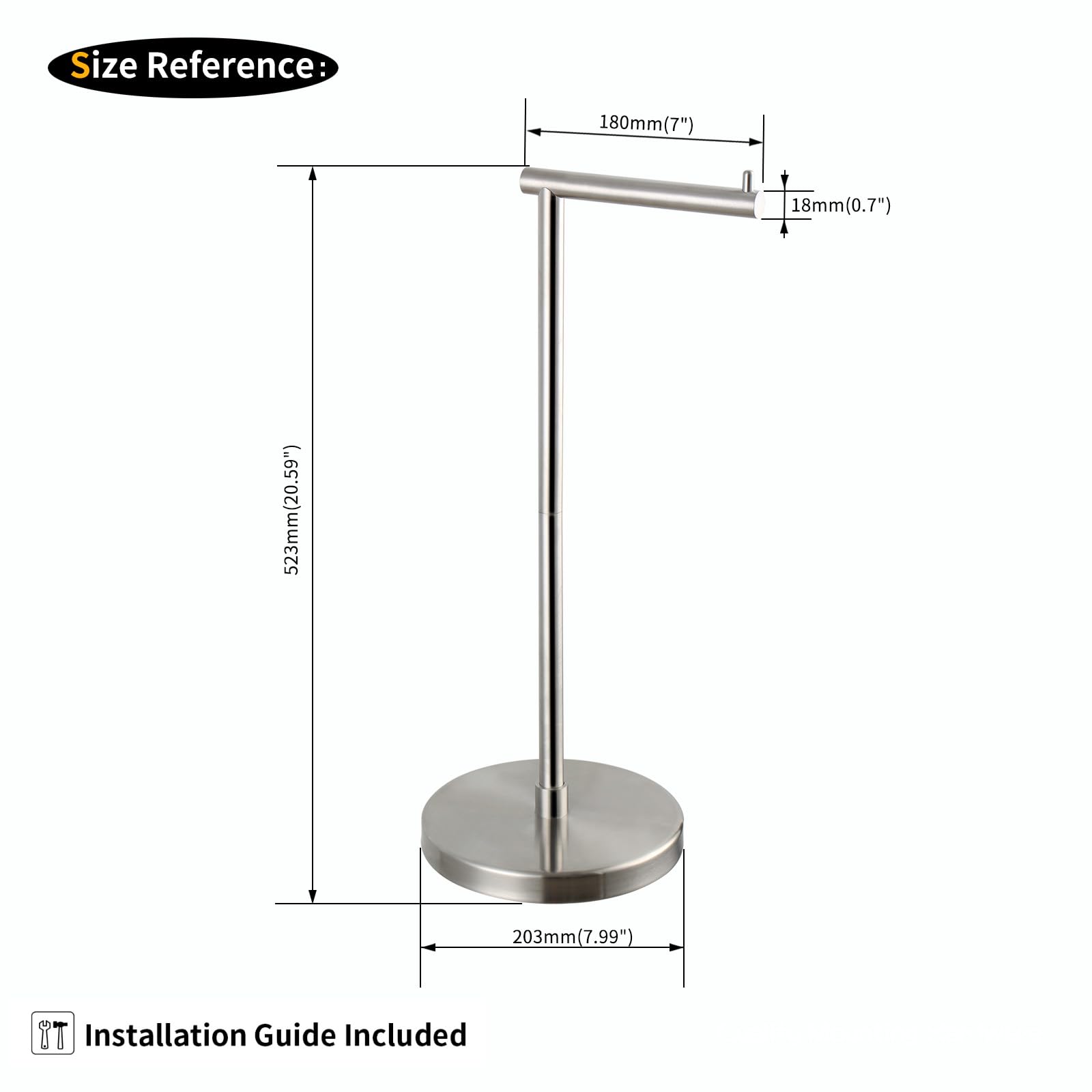 GERZWY Toilet Paper Holder Free Standing SUS 304 Stainless Steel Rustproof Pedestal Lavatory Tissue Roll Holder Floor Stand Storage Modern Brushed Finish DZY002-LS