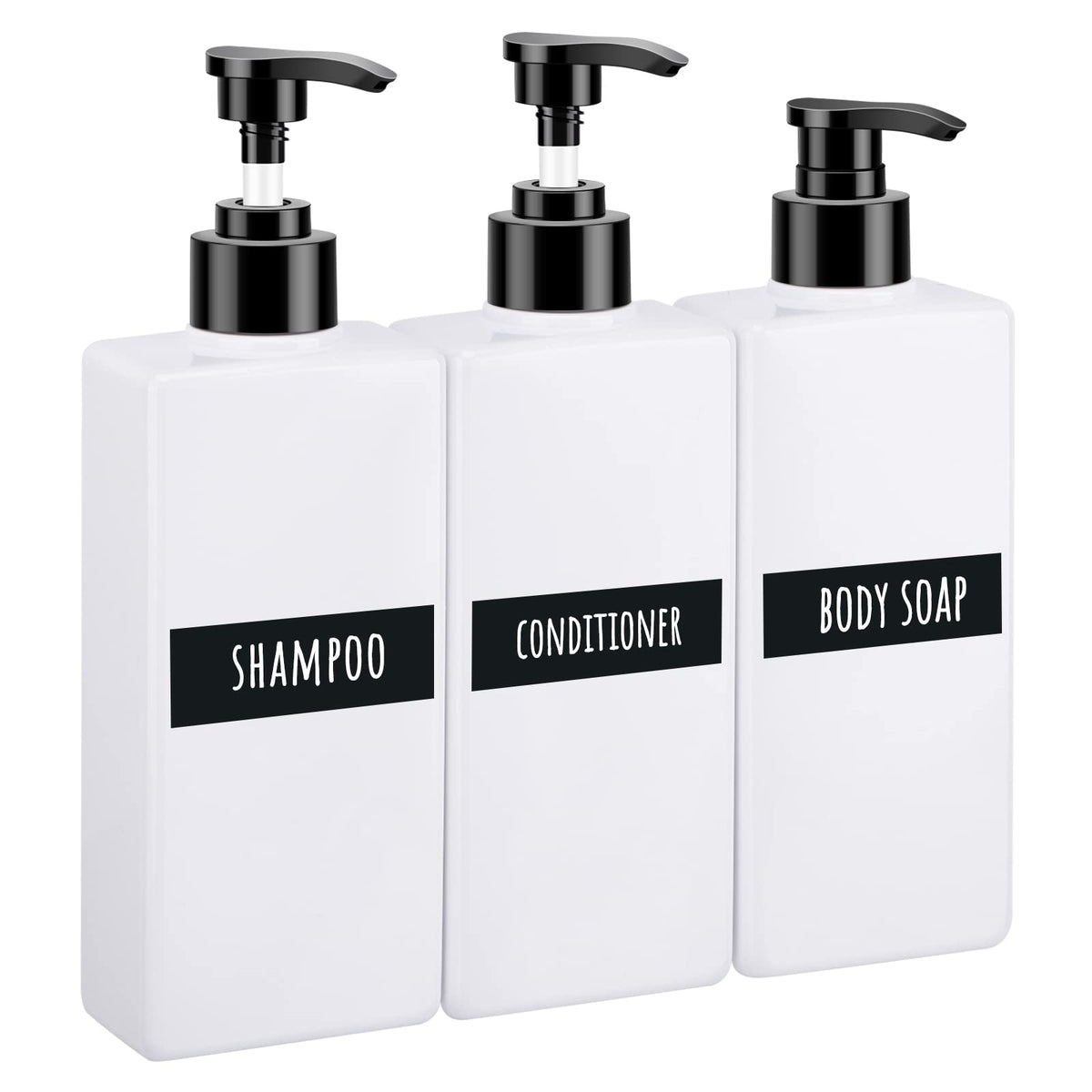 Segbeauty Soap Dispenser Bottle, 3Pcs 13.5Oz Empty Refillable Press Pump Bottle With Labels, 400Ml Plastic Lotion Dispenser Show