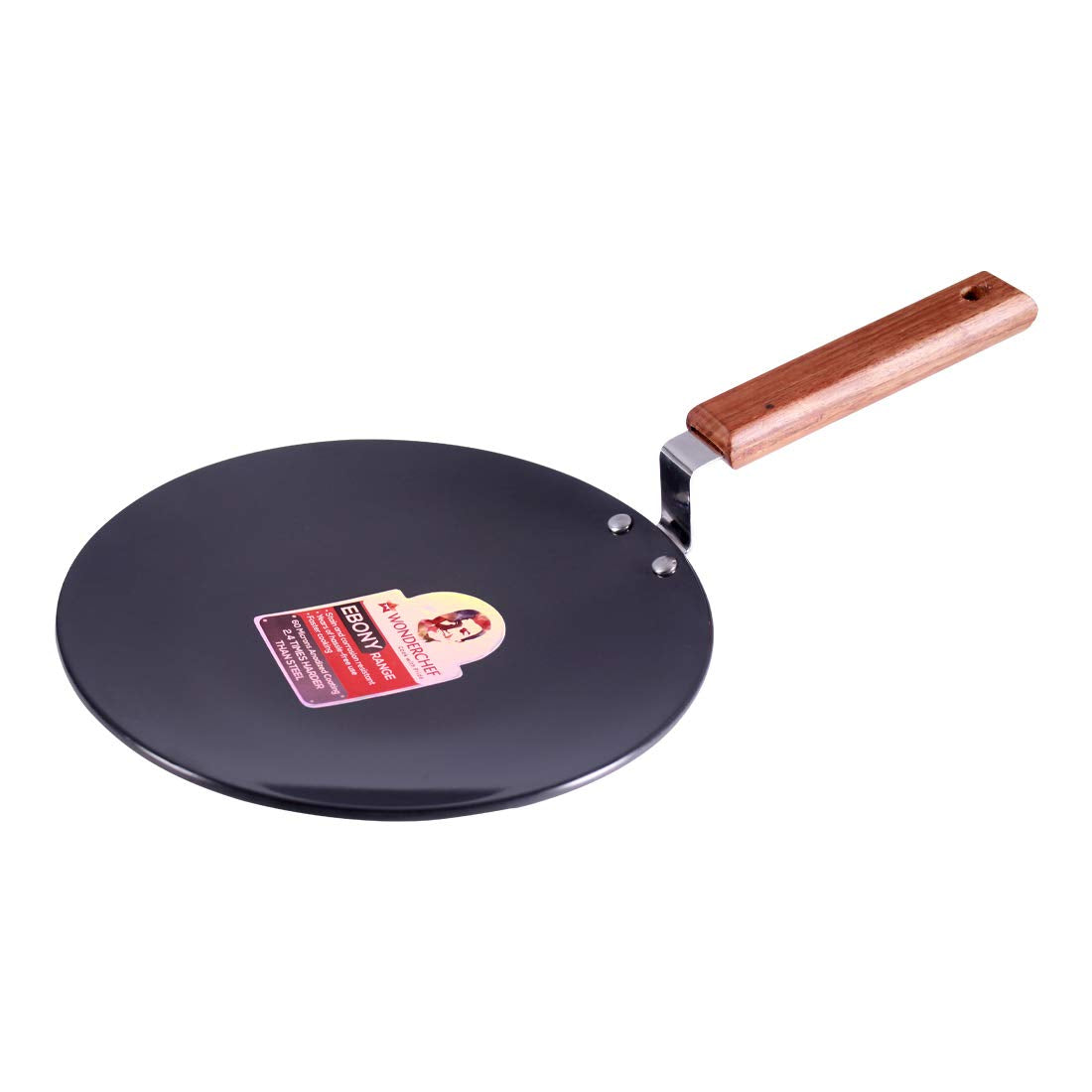 Wonderchef Hard Anodized Pure Grade Aluminum Pfoa-Free Indian Cooking Roti Naan Paratha Tawa; 25 Cm Pan, Black