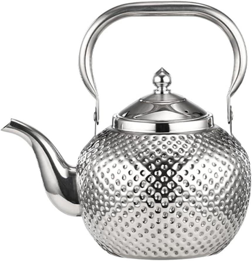 Sanqiahome 2000Ml Teapot With Infuser Stainless Steel Water Boilers Lifting Handle Tea Maker Water Kettle For Induction/Gas Silv