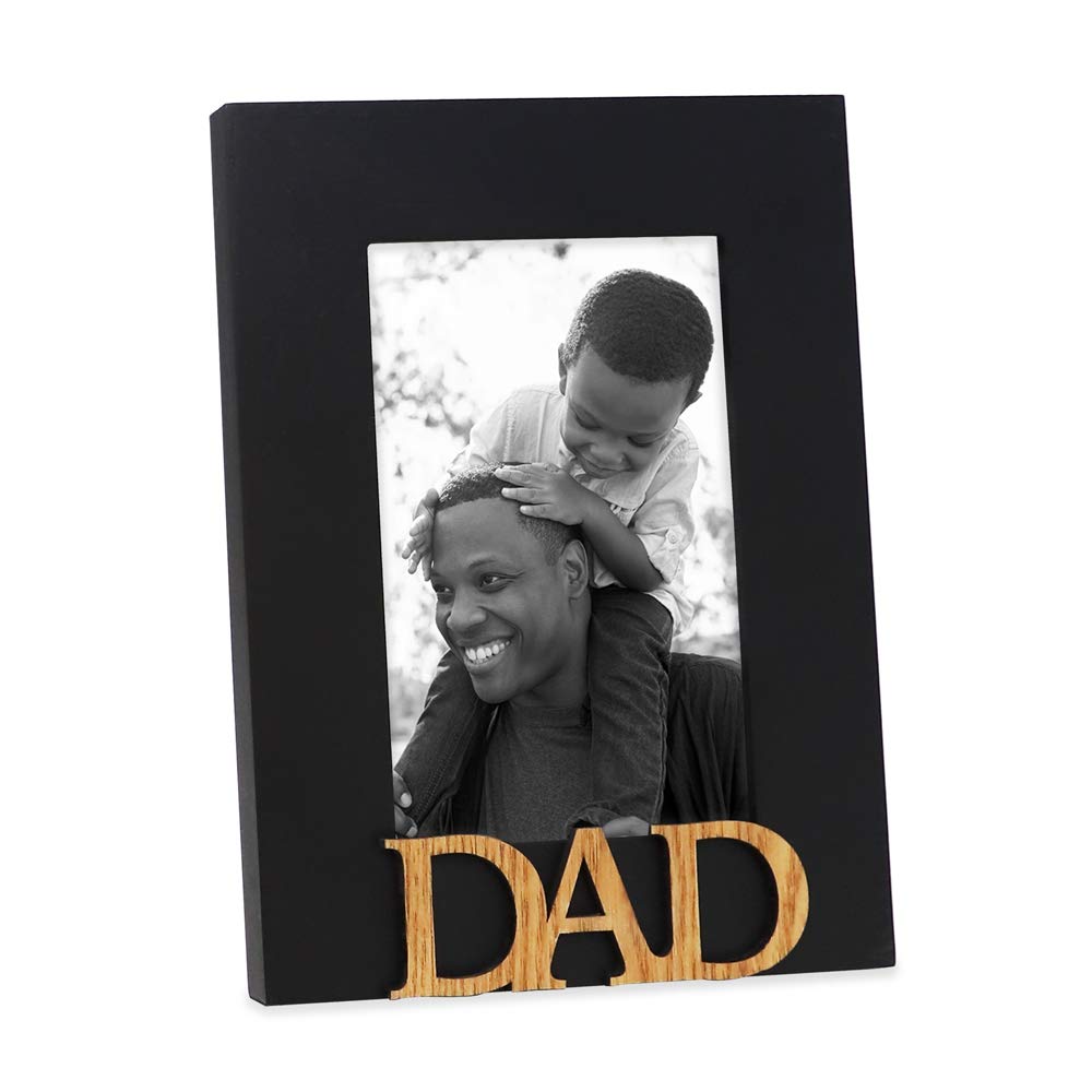 Isaac Jacobs Black Wood Sentiments Dad Picture Frame, 4x6 inch, Photo Gift for Father, Family, Display on Tabletop, Desk (Black,
