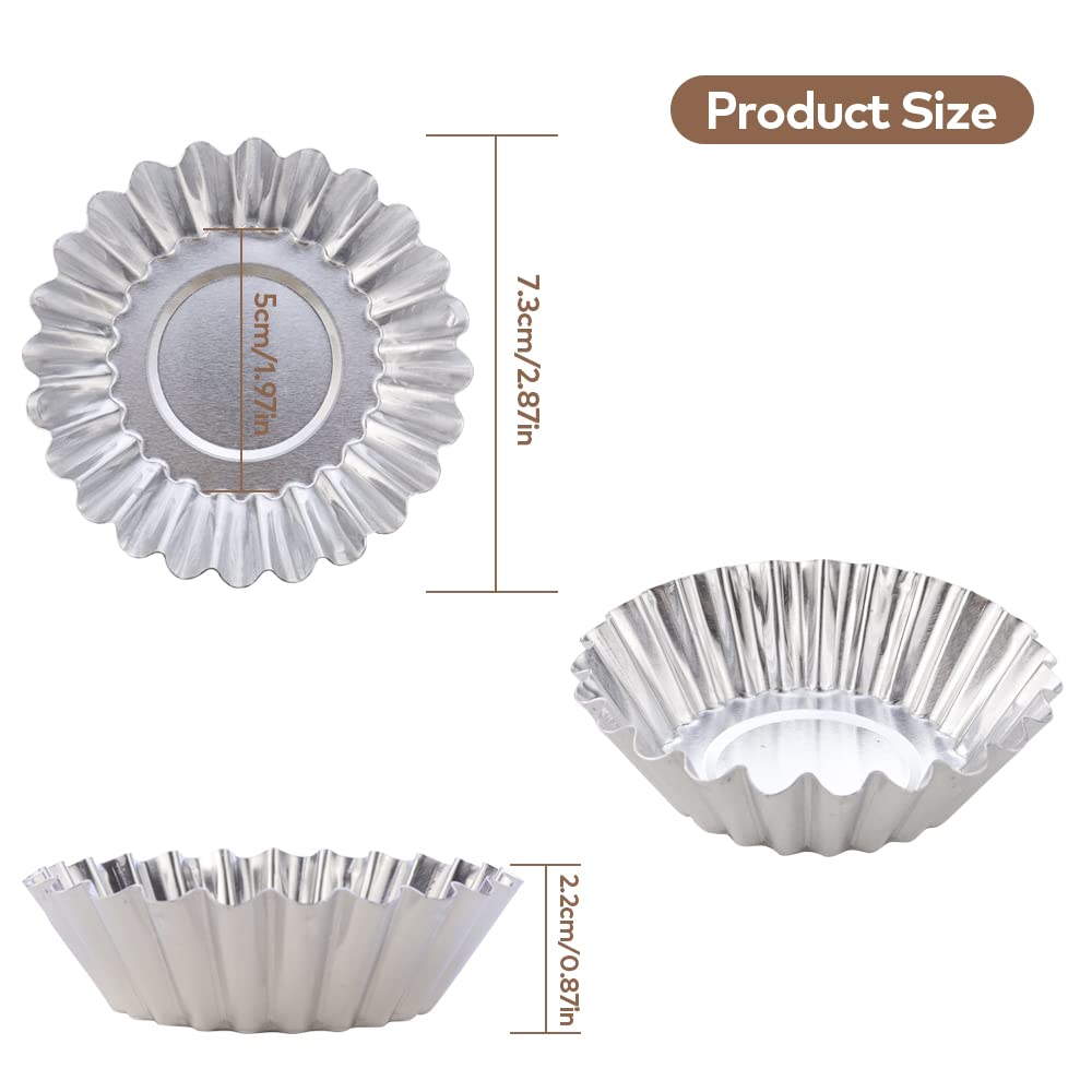 Jogilboy 20 Pcs Disposable Aluminum Foil Egg Tart Molds Mini Pie Tins Pans And Tinfoil Cupcake Cake Cookie Liner Baking Cup Mold