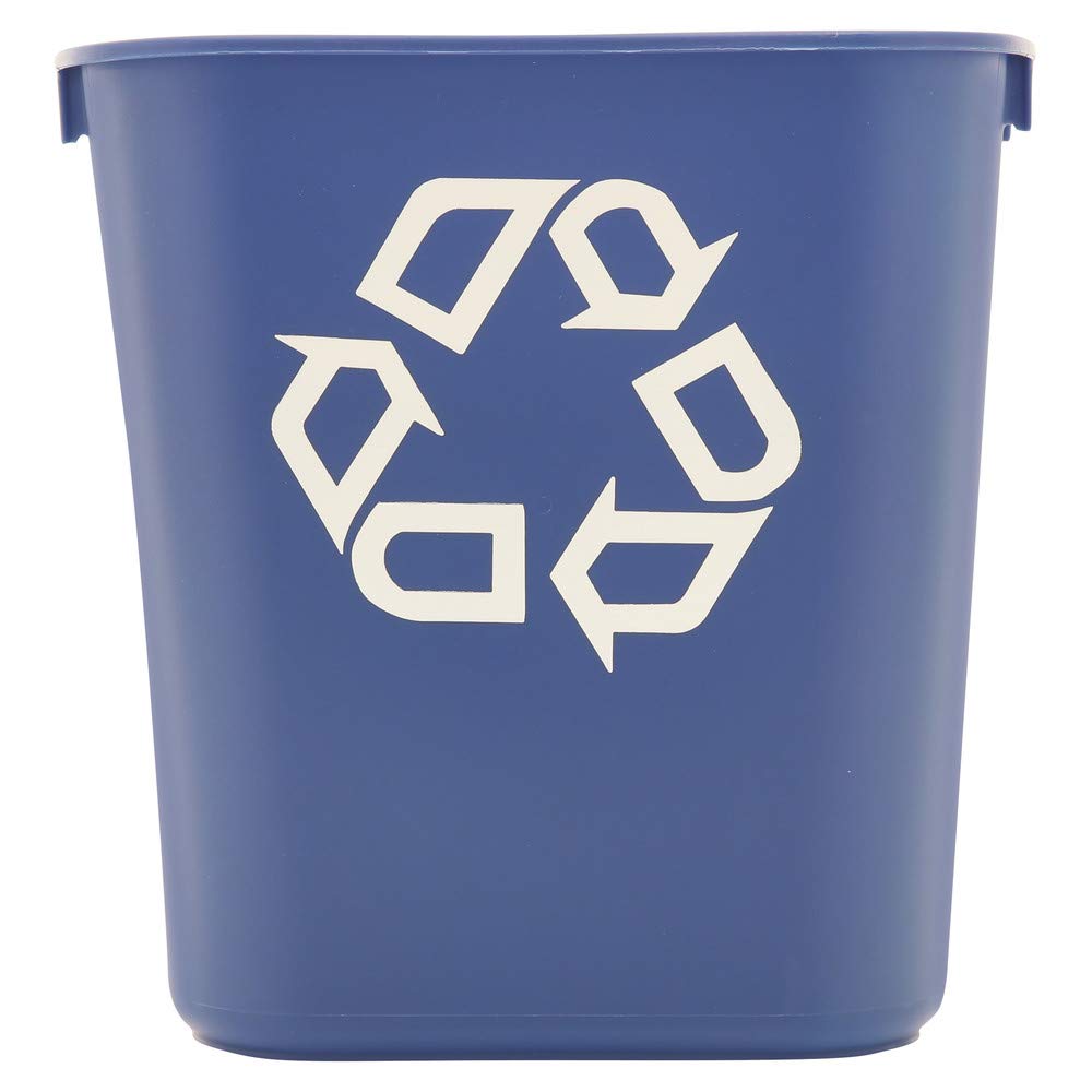 Rubbermaid Fg295573Blue Small Deskside Recycling Container, Rectangular, Plastic, 13.625Qt, Blue
