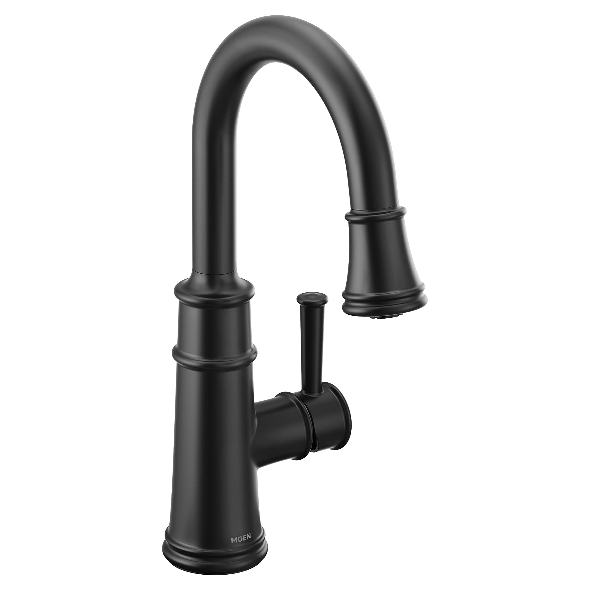 Moen 6260BL Belfield One-Handle Pulldown Bar Faucet with Power Clean Featuring Reflex, Matte Black