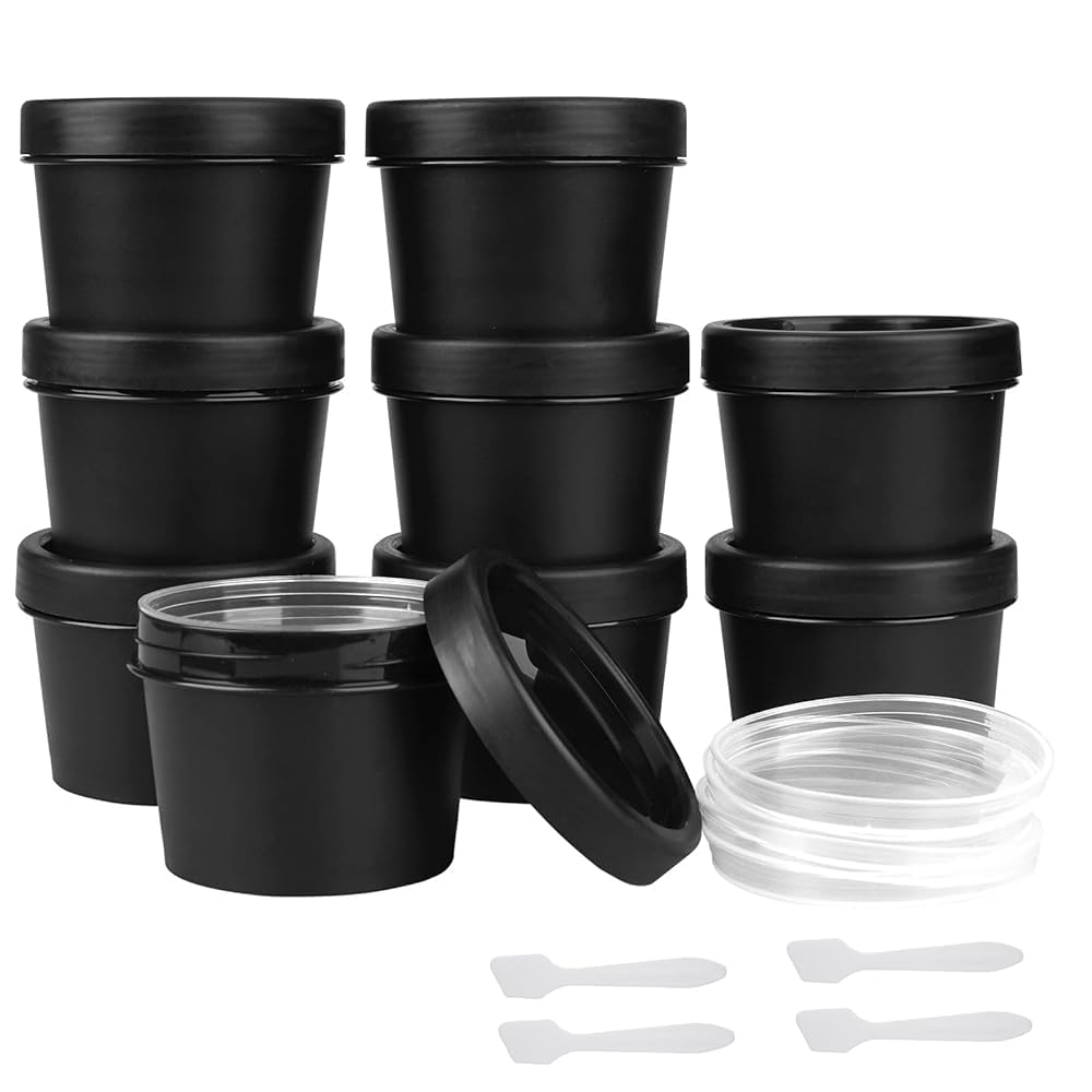 Wowang Travel Containers For Toiletries 3.4Oz 9 Pack Tsa Approved Plastic Cream Jars Wide-Mouth Cosmetic Pot Jars With Lids Leak