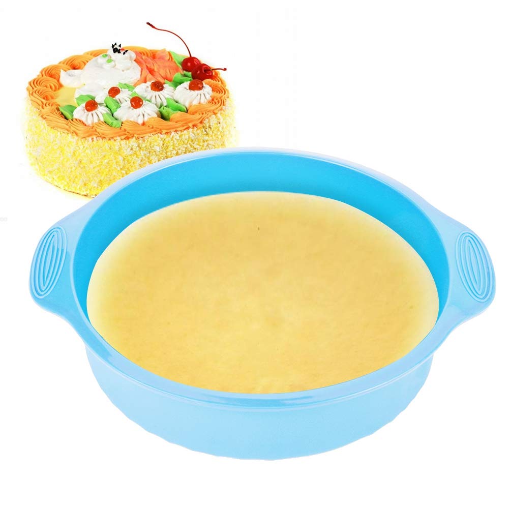 Topincn Round Cake Pan Silicone Round Shape Various Baking Pan For Oven Cake Nonstick For Baking Bakeware Accessories 9 Inch(Blu