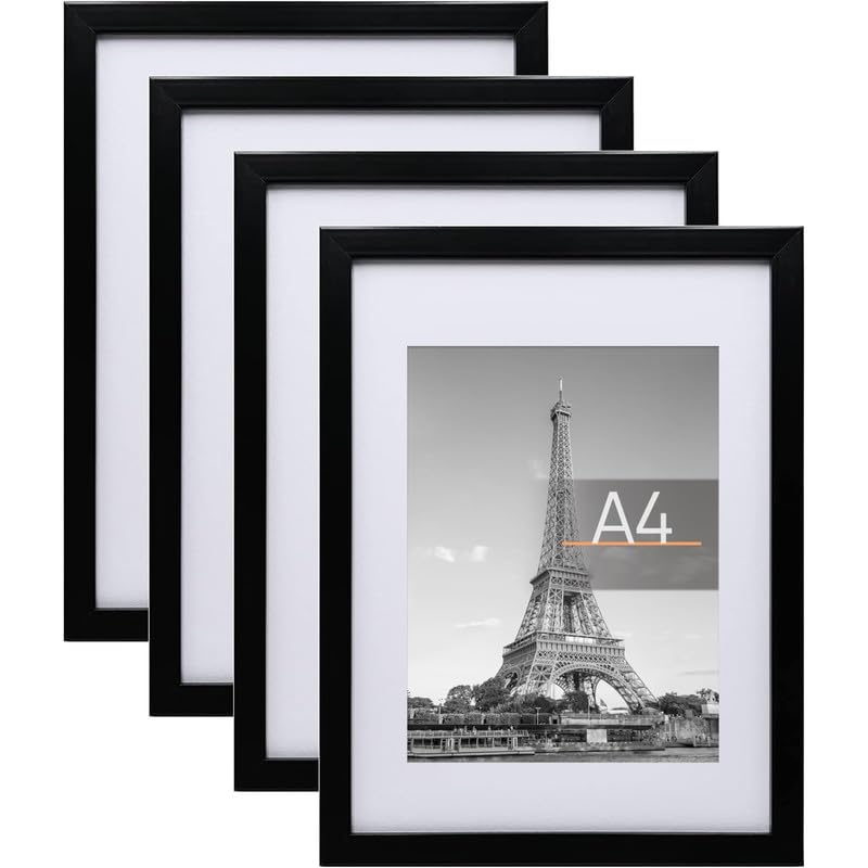 Maurvish Amazing Arts A4 Frame, A4 Picture Frame Set Of 4, A4 Size Photo Frame, Display Pictures Frames, Wall Gallery Poster Fra