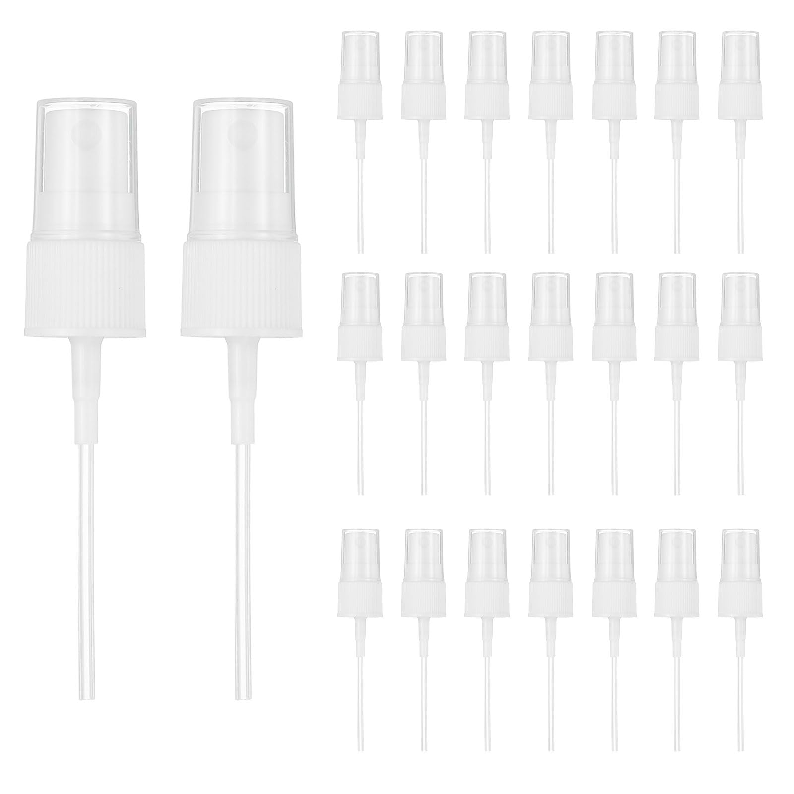 uxcell 50 Pcs Clear Spray Top, 18/410 Fine Mist Sprayer Reusable Replacement Spray Bottle Pump Stripe Plastic Top for Cosmetic P