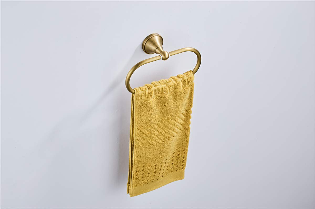Flybath Oval Towel Ring Antique Brass Hanger Hand Towel Holder For Bathroom Kitchen Accessories Wall Mounted, Brushed Bronze