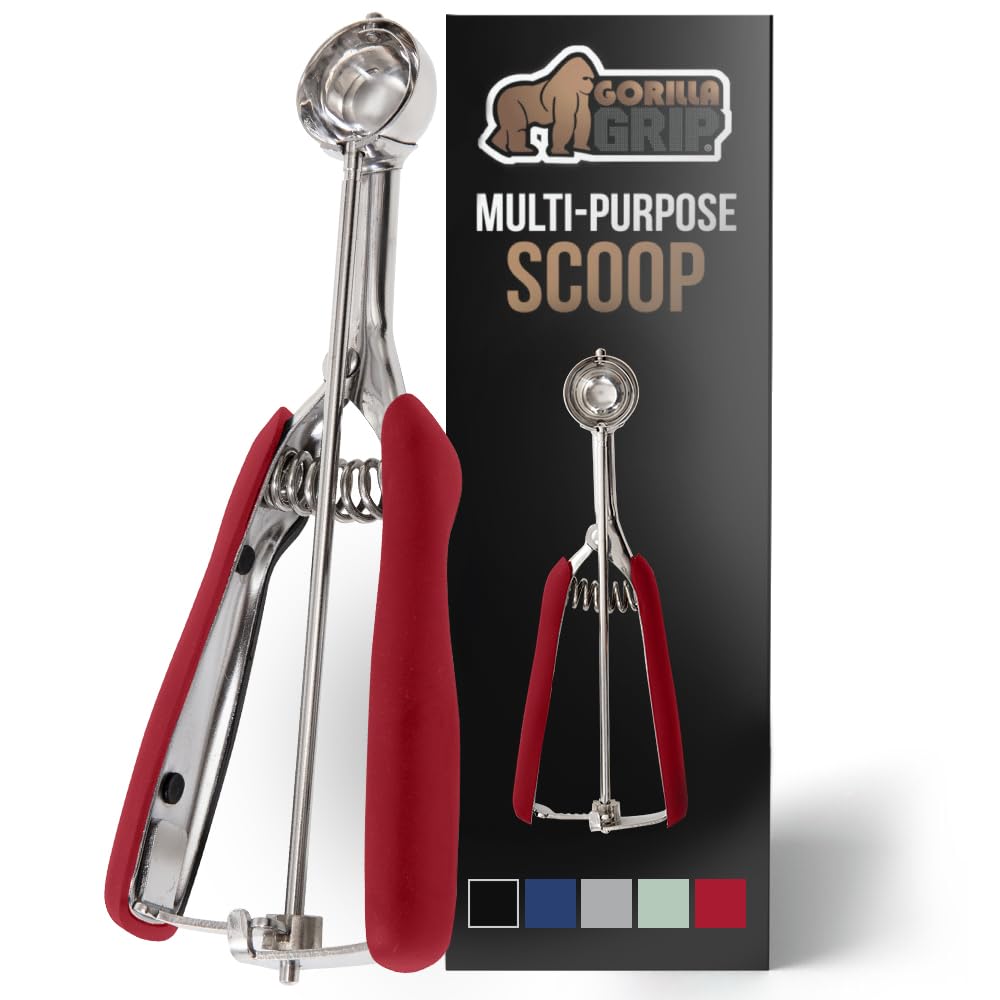 Gorilla Grip Stainless Steel Multipurpose Bpa-Free Spring Scoop, 2 Tsp, Melon Ballers, Cookie Dough Scoops, Perfect Portion Size