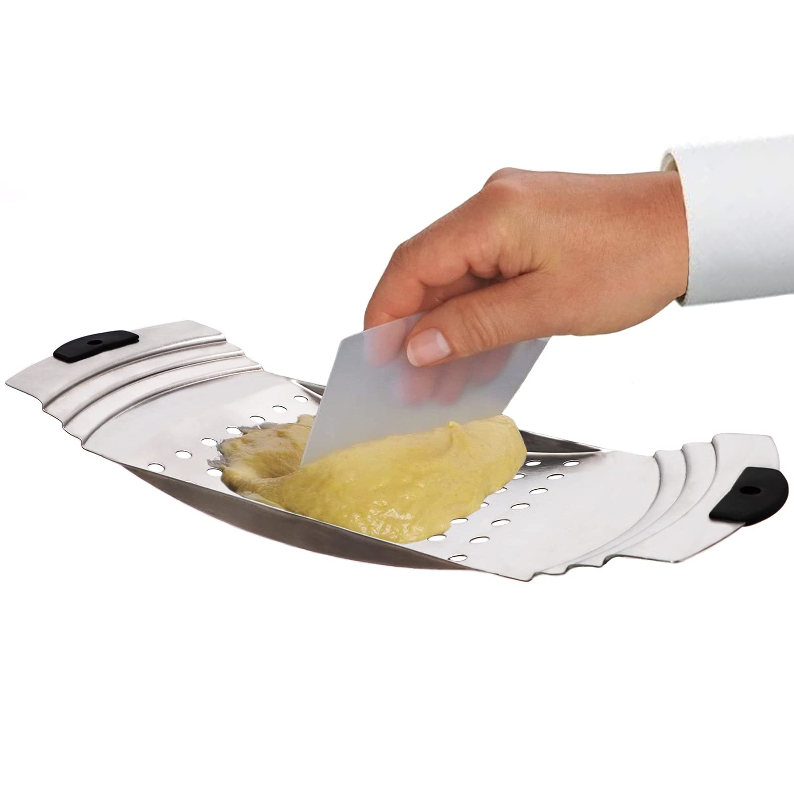 Premium Grade Stainless Steel Spaetzle Maker, Spaetzle Plane With Pastry Scraper Traditional German Egg Noodle Maker