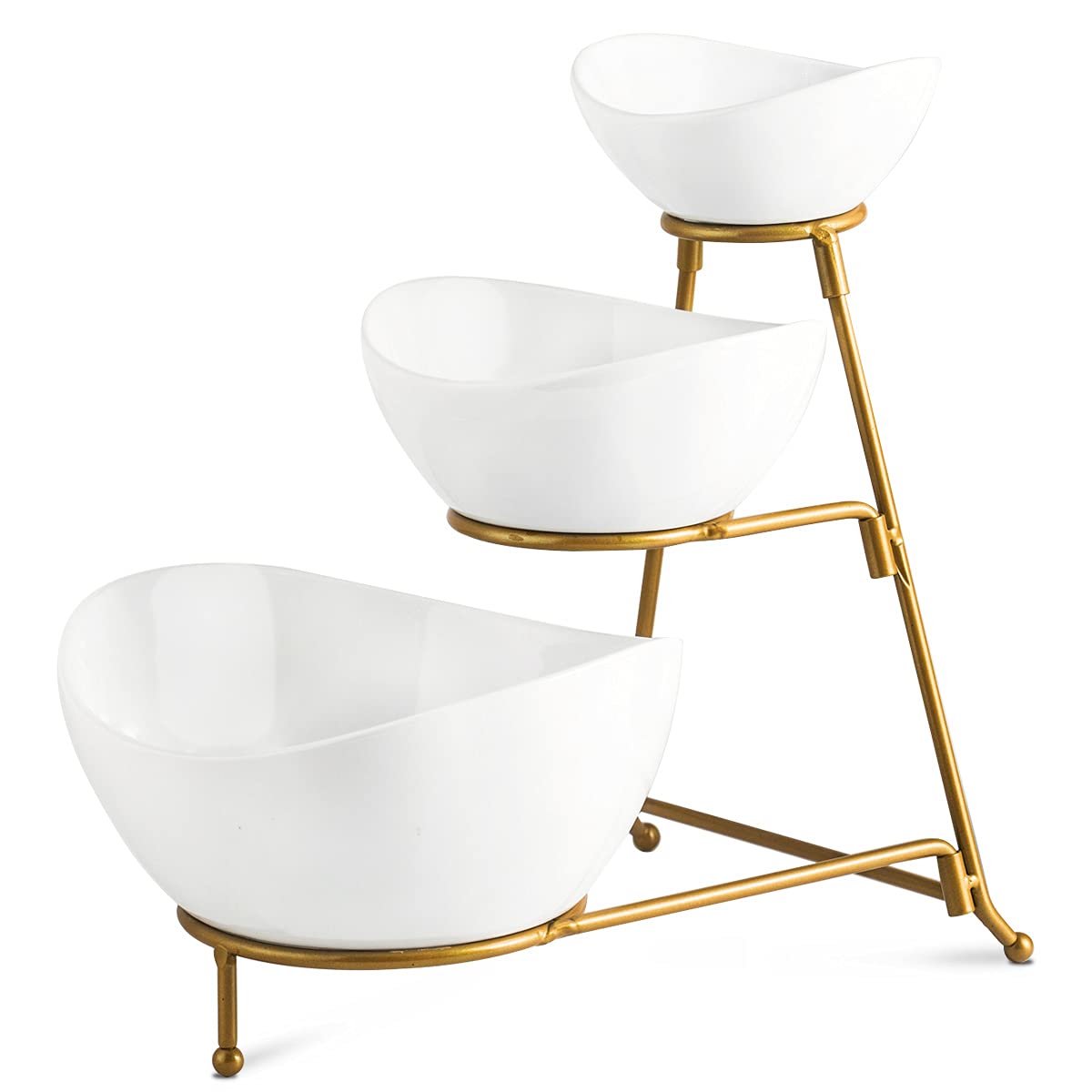 Yhosseun 3 Tier Serving Stand Oval Serving Bowl With Metal Rack, Tied Serving Bowls Food Display Dessert Appetizer, Serving Bowl