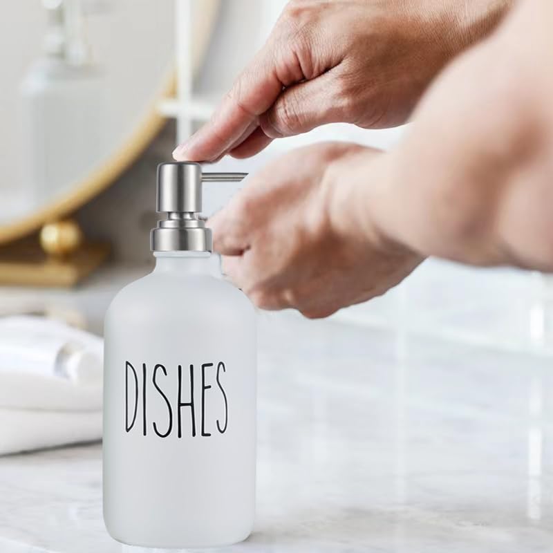 Vicukie Dish Soap Dispenser, Glass Kitchen Dish Soap Dispenser With Stainlees Steel Pump,Refillable Bathroom Dish Soap Dispenser