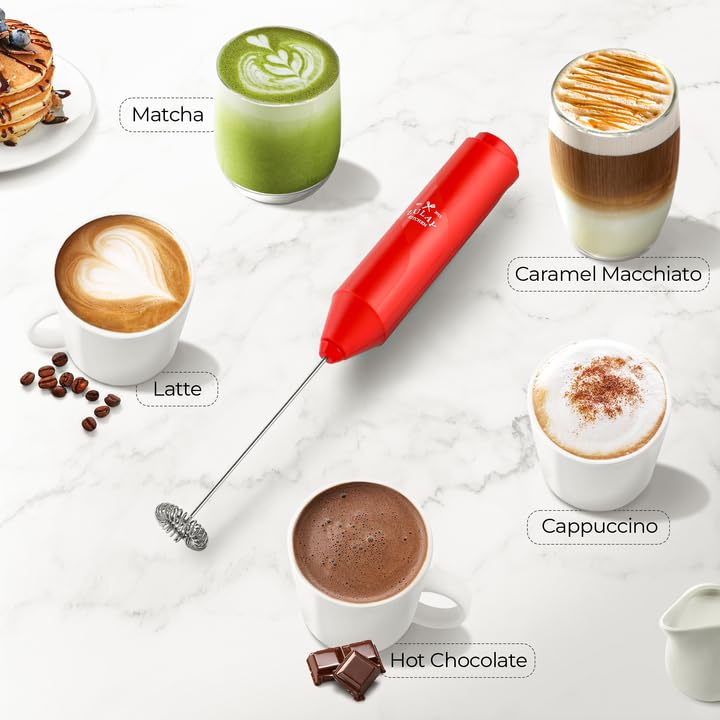 Zulay Frothmate Powerful Milk Frother For Coffee - Portable & Compact Handheld Foam Maker For Lattes, Cappuccinos, Matcha, Hot C