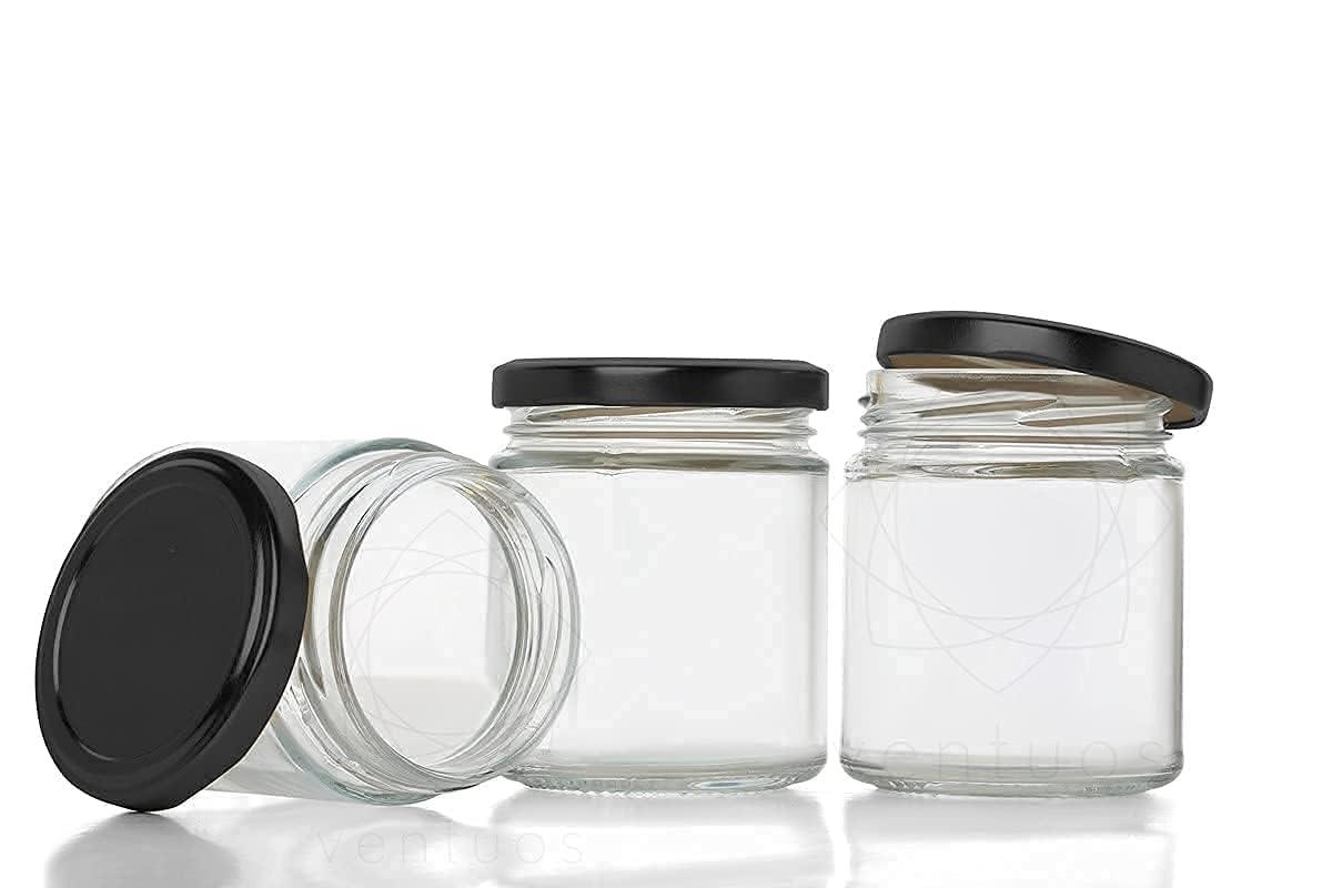 Swwitcart Candle Making Jar Glass Small Containers Set Of 12 Masala And Spices/Dry Fruits Storage Jars | Round Shape Bottle For 