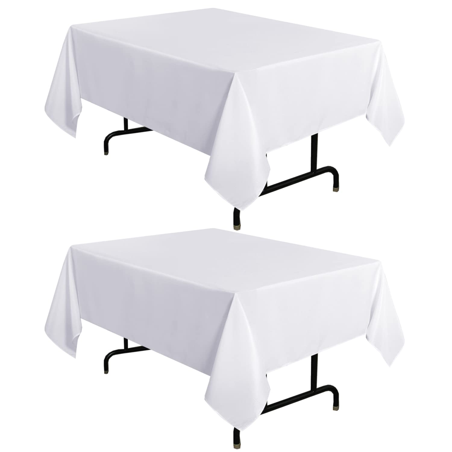 Sancua 2 Pack White Tablecloth 54 X 54 Inch, Stain And Wrinkle Resistant Square Table Cloth - Washable Polyester Table Cover For