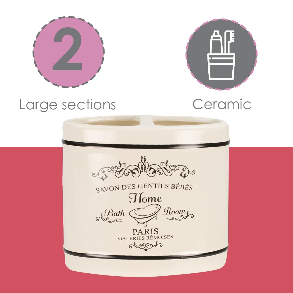 Home Basics Paris Collection 4 Piece Bathroom Accessories Set Featuring A Soap Dispenser, Toothbrush Holder, Tumbler, And Soap D