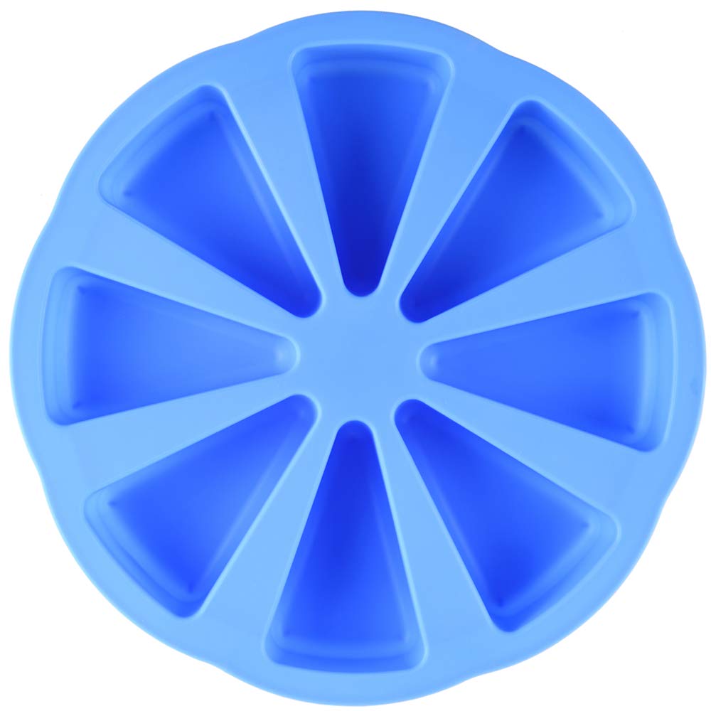 Mirenlife 8 Triangle Cavity Silicone Portion Cake Pan Scottish Scone & Cornbread Pan Slices Pastry Pan Pizza Slices Pan (Blue)