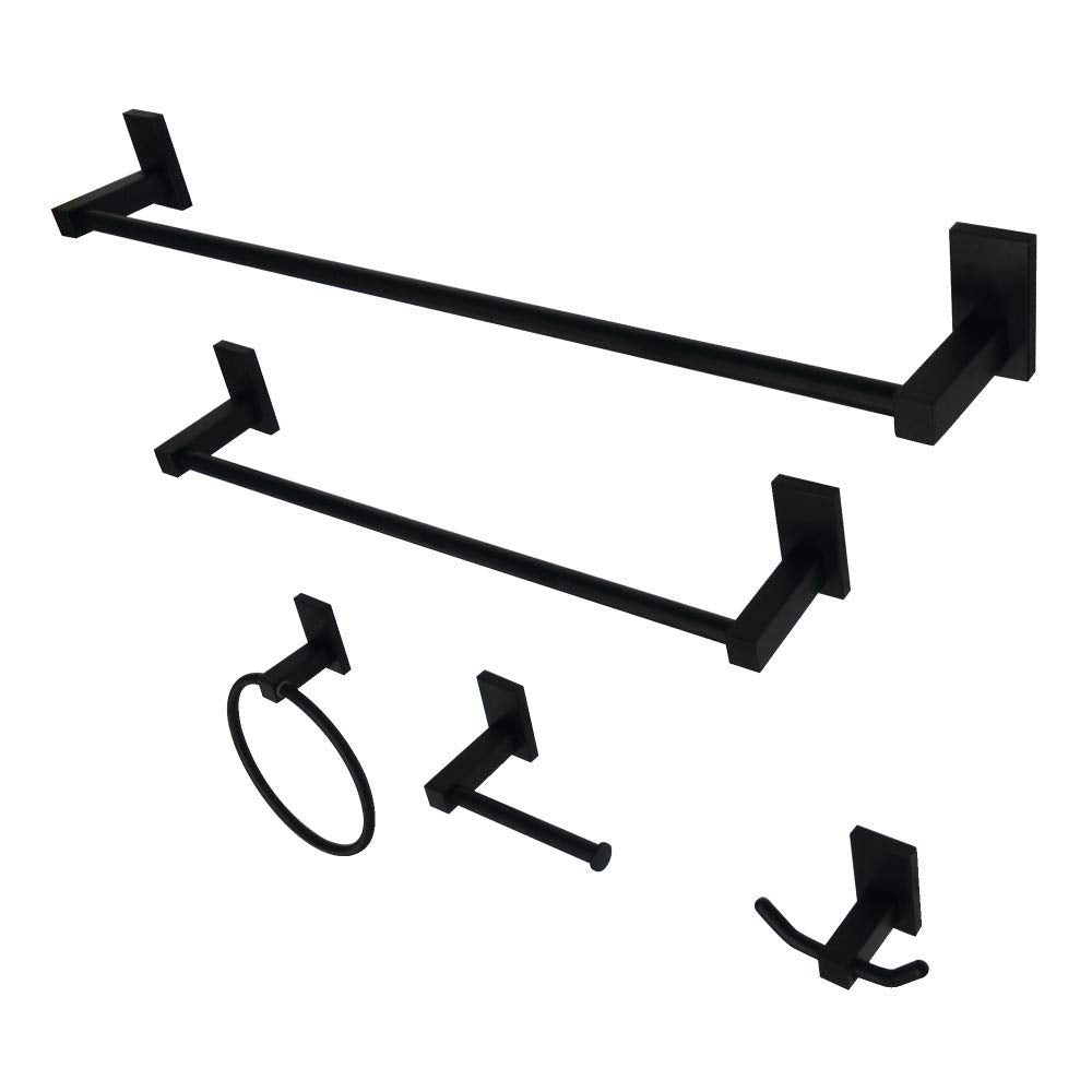 Kingston Brass BAHK8212478MB 5-Piece Bathroom Accessory Set  Matte Black