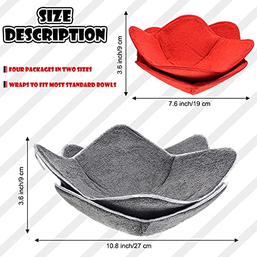 4 Pieces 2 Sizes Bowl Holders Sponge And Microfiber Small Bowls Holder Large Bowl Potholders For Microwave Heat Insulated Plate