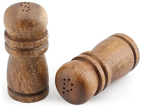Acacia Wood Salt & Pepper Shakers 4 Inch Tall