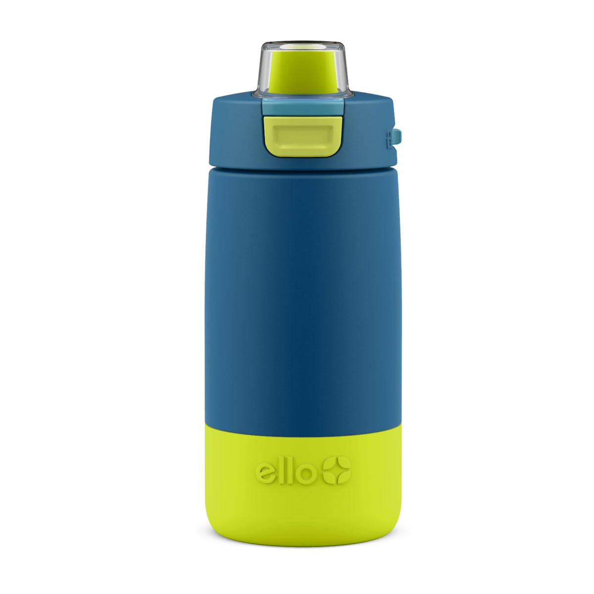 Ello Kids Colby 12Oz Stainless Steel Insulated Water Bottle With Straw And Built-In Silicone Coaster Carrying Handle And Leak-Pr